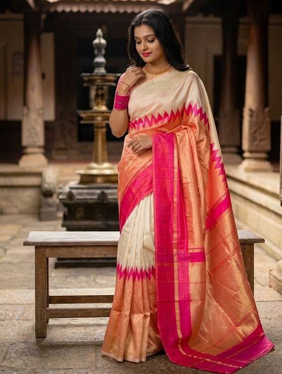 women self design kanjivaram saree with blouse
