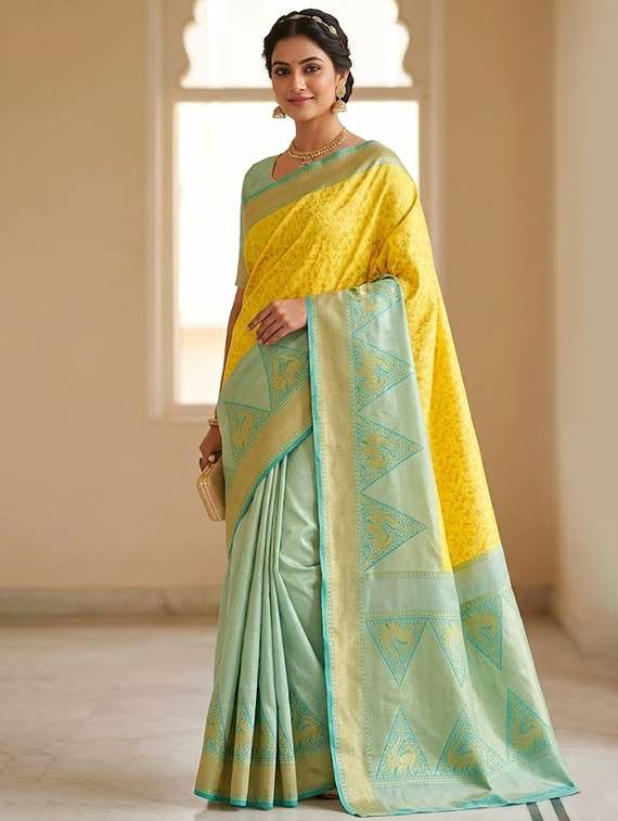 women self design banarasi saree with blouse