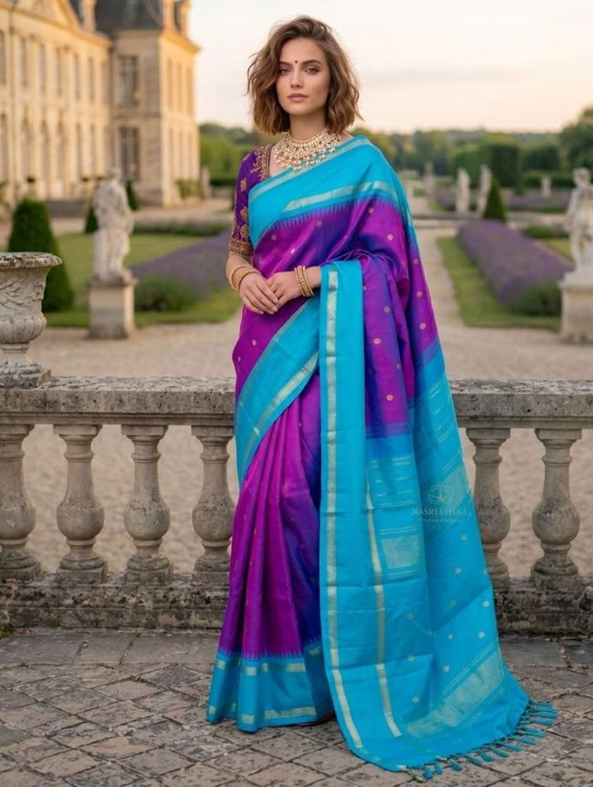 women self design banarasi saree with blouse