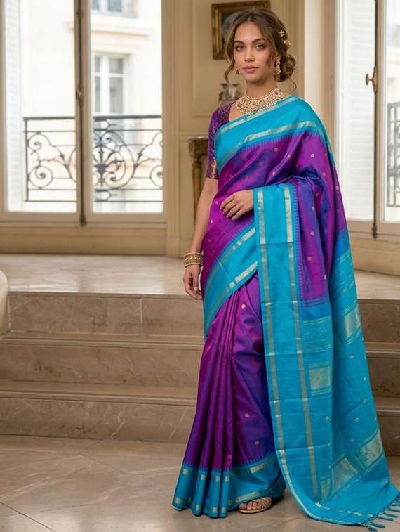 women self design banarasi saree with blouse