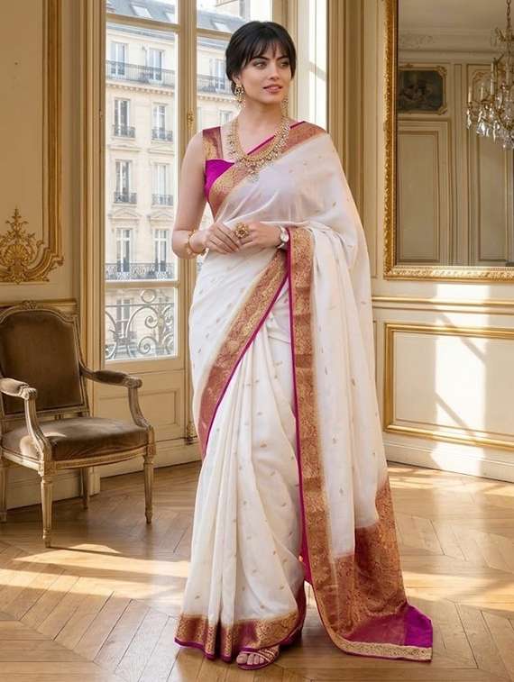 women self design banarasi saree with blouse