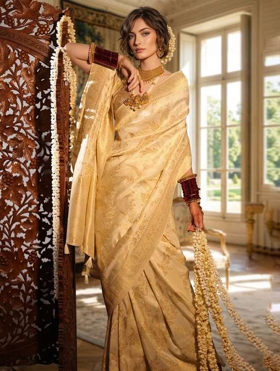 women self design banarasi saree with blouse
