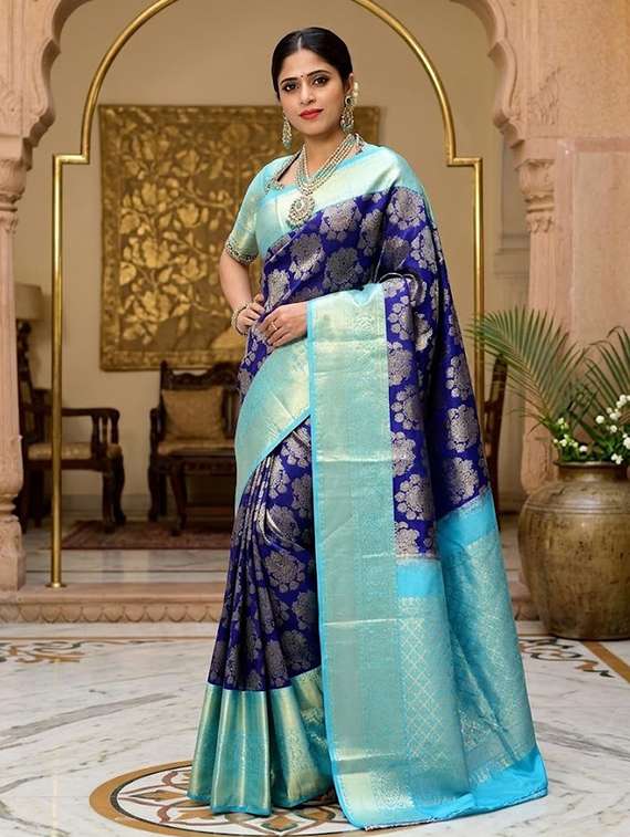 women self design banarasi saree with blouse