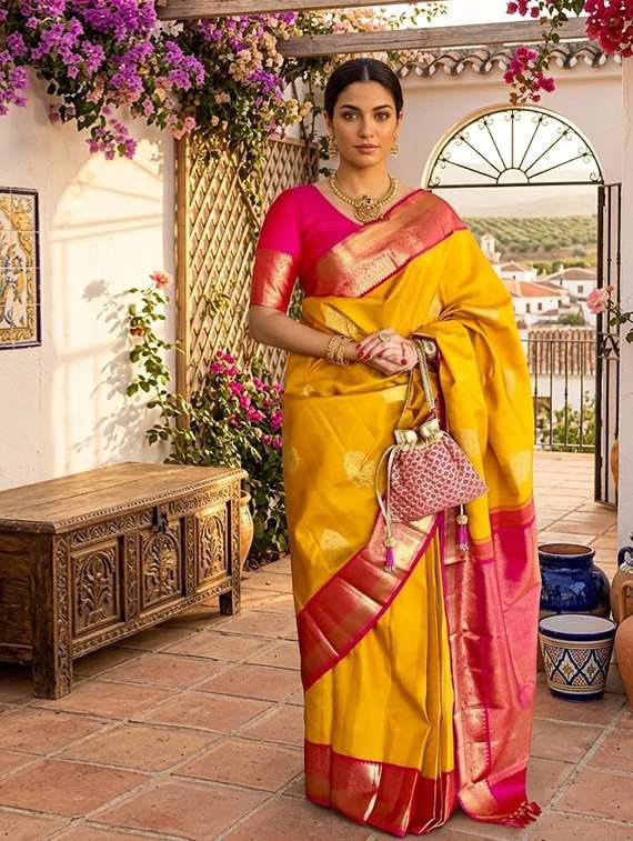 women self design banarasi saree with blouse