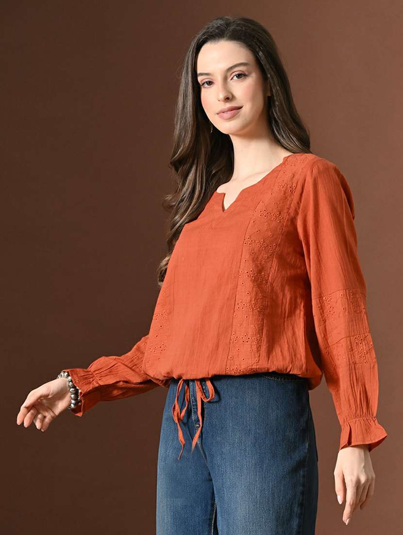 women self design long sleeves regular top - 22494738 -  Standard Image - 3