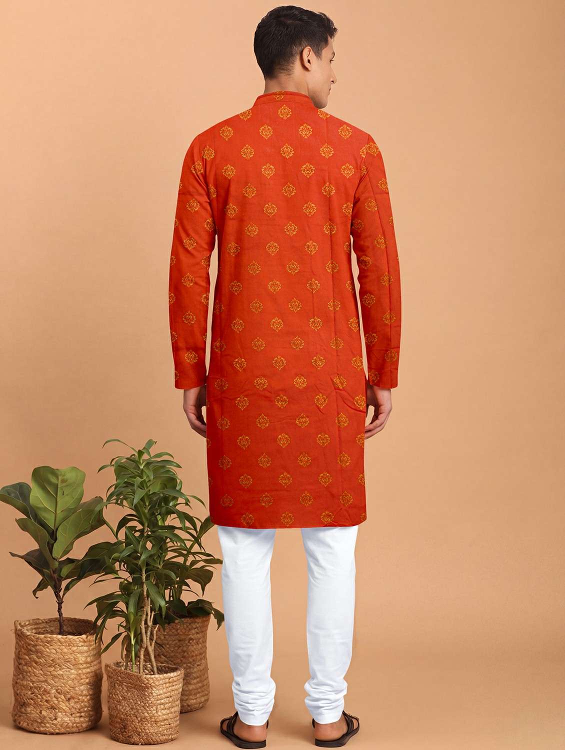 men printed mandarin neck kurta pyjama set - 22494770 -  Standard Image - 3