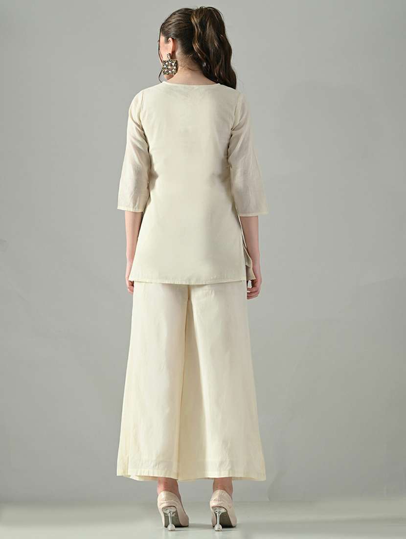 women embroidered notch neck top and palazzo co-ord set - 22494856 -  Standard Image - 5