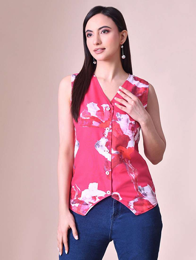 women floral printed sleeveless vest top - 22494883 -  Standard Image - 3