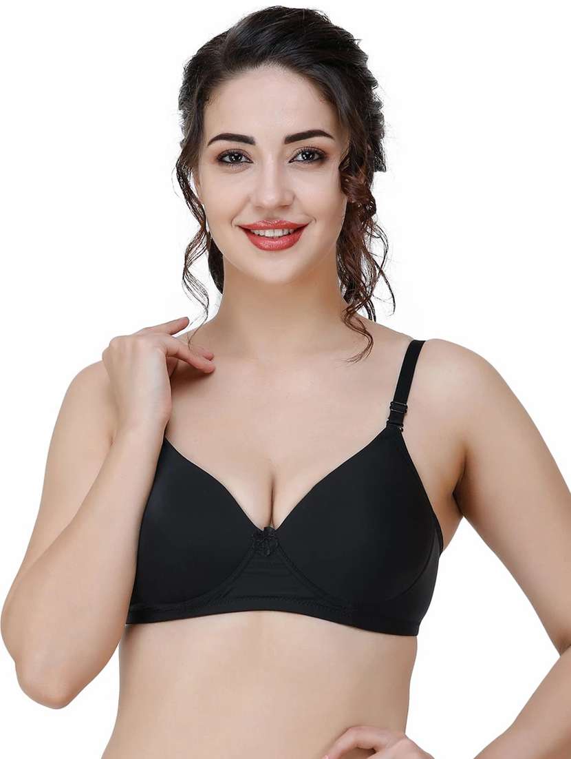 women solid push up bra