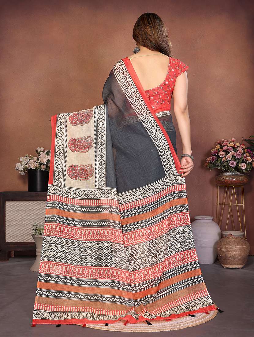 women printed casual wear saree with blouse - 22495021 -  Standard Image - 3