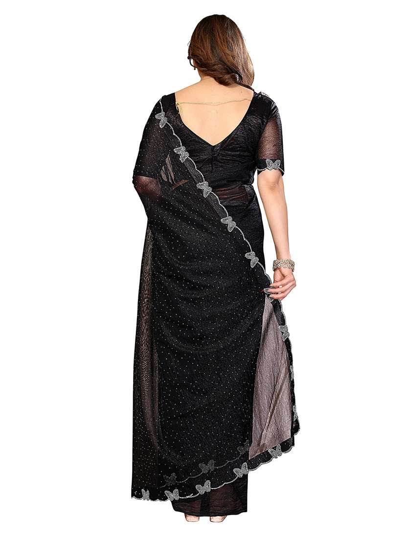 women solid with work embellished saree with blouse - 22495023 -  Standard Image - 3