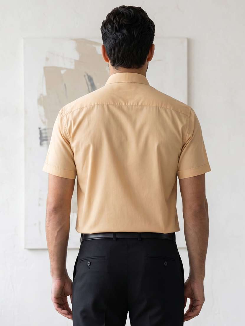 men solid short sleeve slim fit formal shirt - 22495038 -  Standard Image - 3