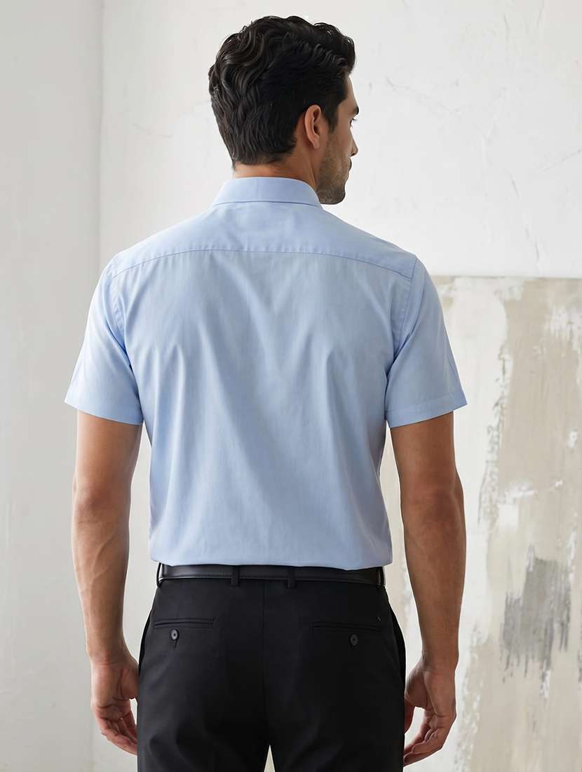 Men Solid Short Sleeve Slim Fit Formal Shirt - 22495040 -  Standard Image - 3