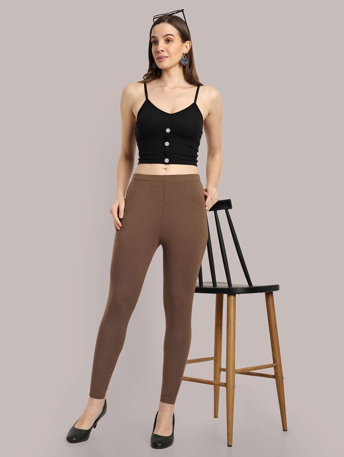 women pack of 3 solid ankle length leggings - 22495115 -  Standard Image - 5