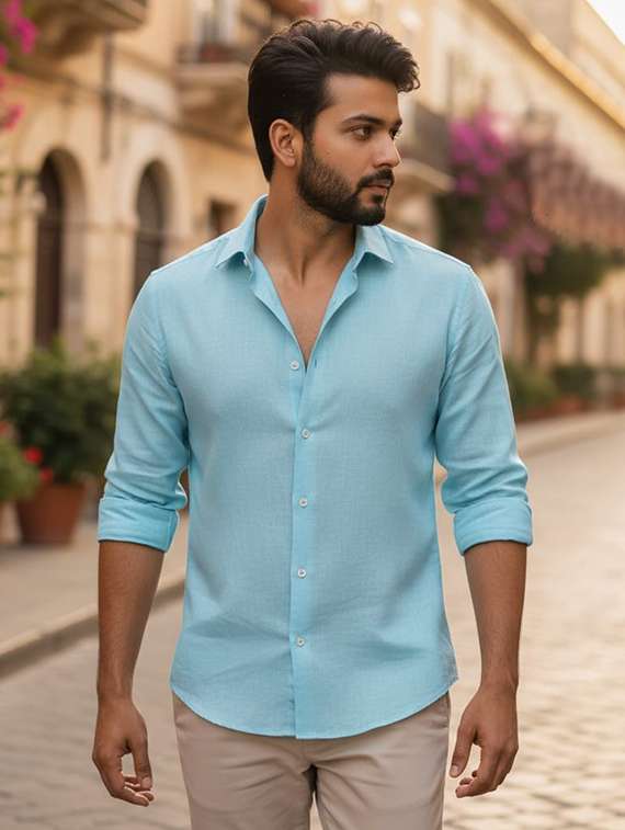 men solid long sleeve regular fit casual shirt
