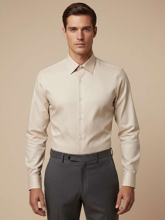 men solid long sleeve regular fit formal shirt