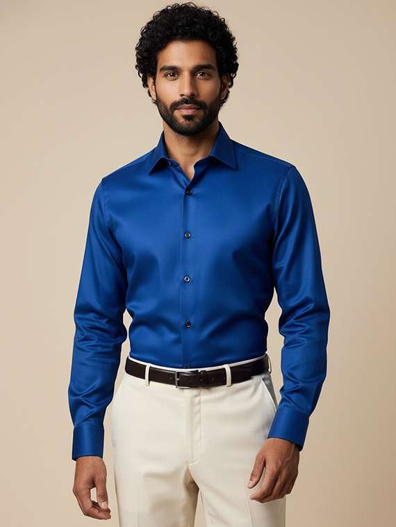 men solid long sleeve regular fit formal shirt