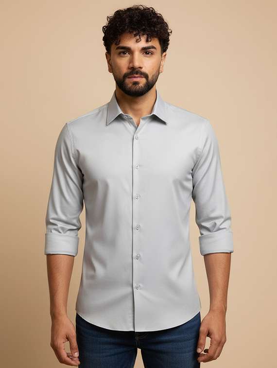 men solid long sleeve regular fit casual shirt