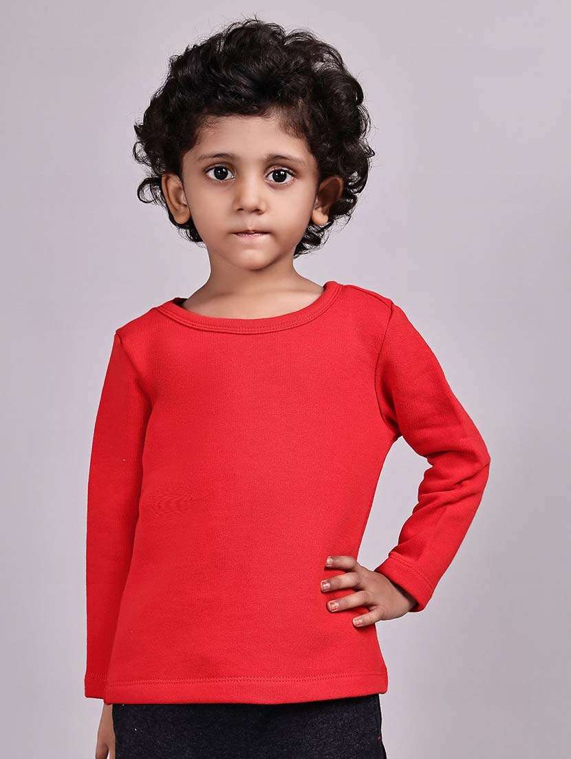 girls red cotton plain jogger