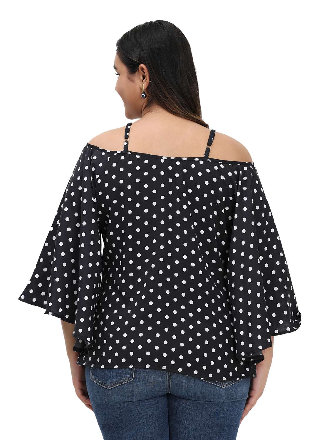 women polka dots cold shoulder top - 22495194 -  Standard Image - 3