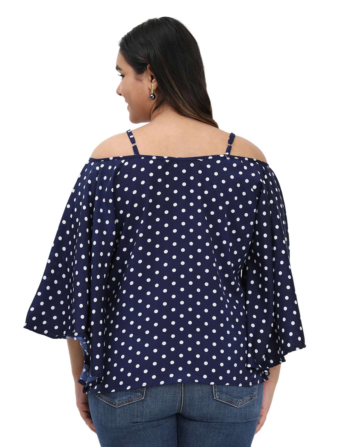 women polka dots cold shoulder top - 22495196 -  Standard Image - 3