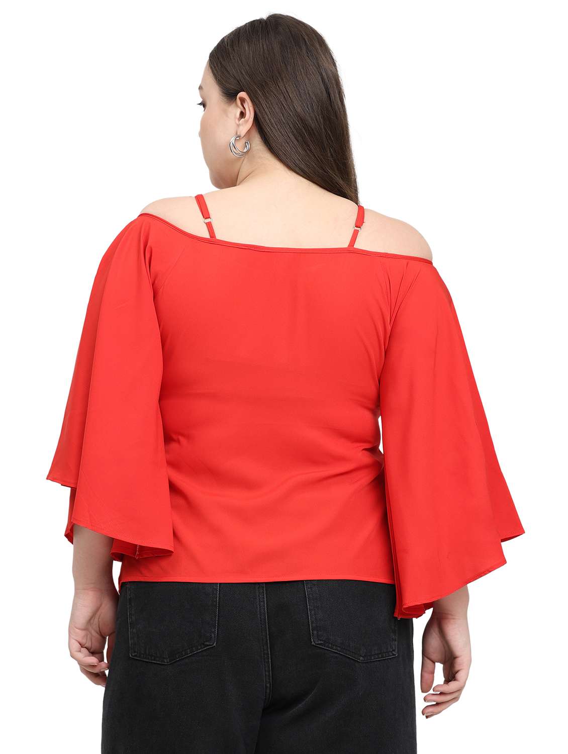 women solid cold shoulder top - 22495206 -  Standard Image - 3
