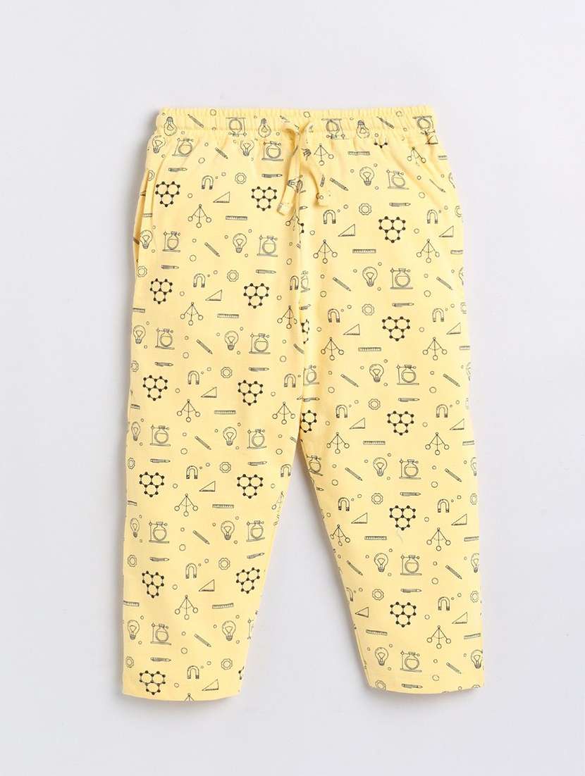 yellow printed cotton blend track pant trousers