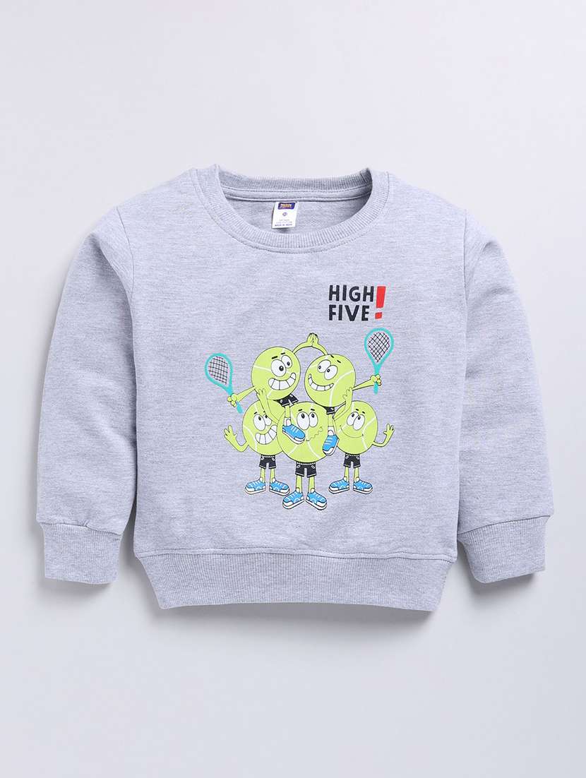 girls  grey graphic print cotton blend sweatshirt