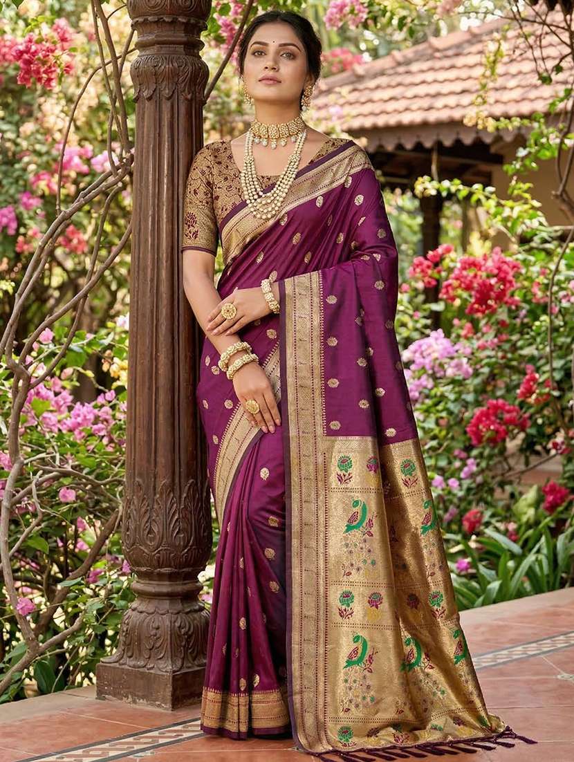 women self design paithani saree with blouse