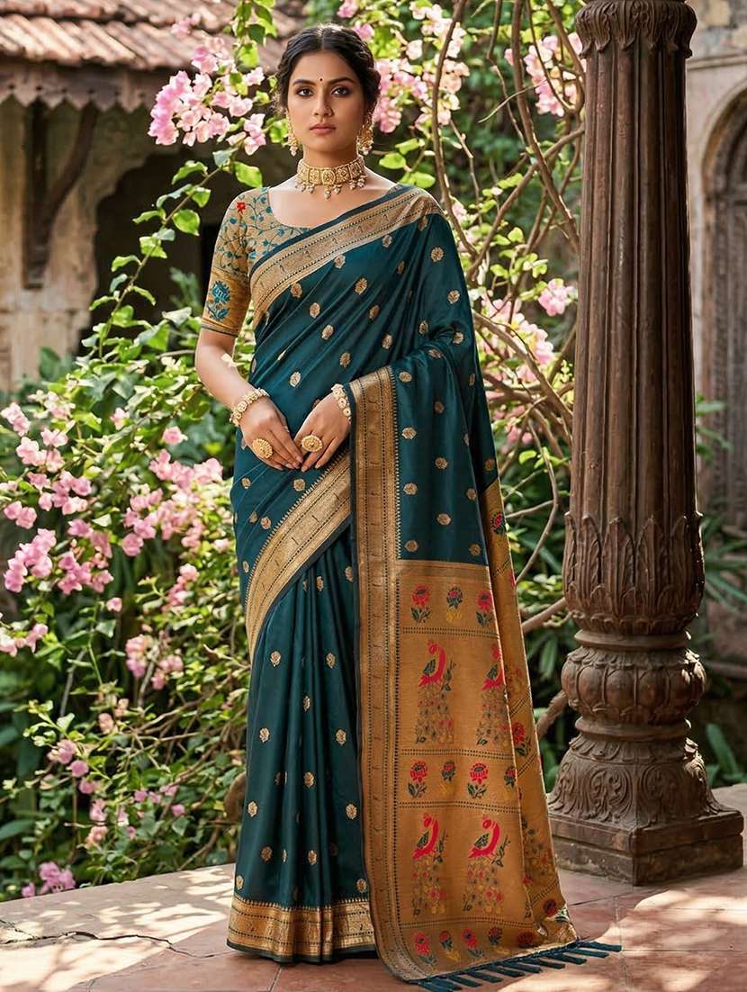 women self design paithani saree with blouse