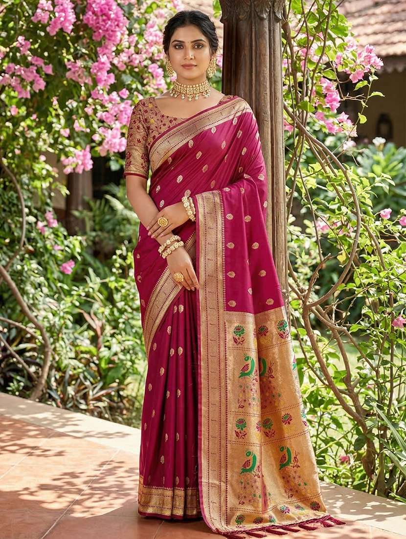 women self design paithani saree with blouse