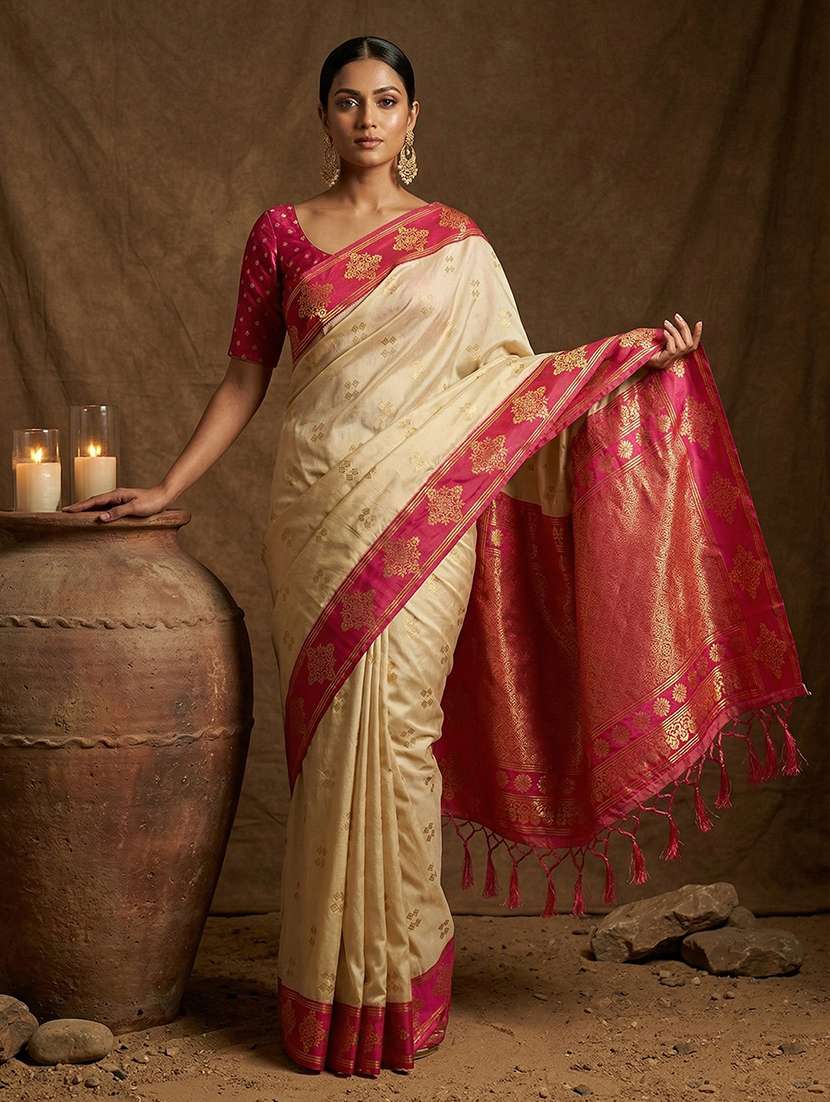 women self design banarasi saree with blouse - 22495244 -  Standard Image - 3
