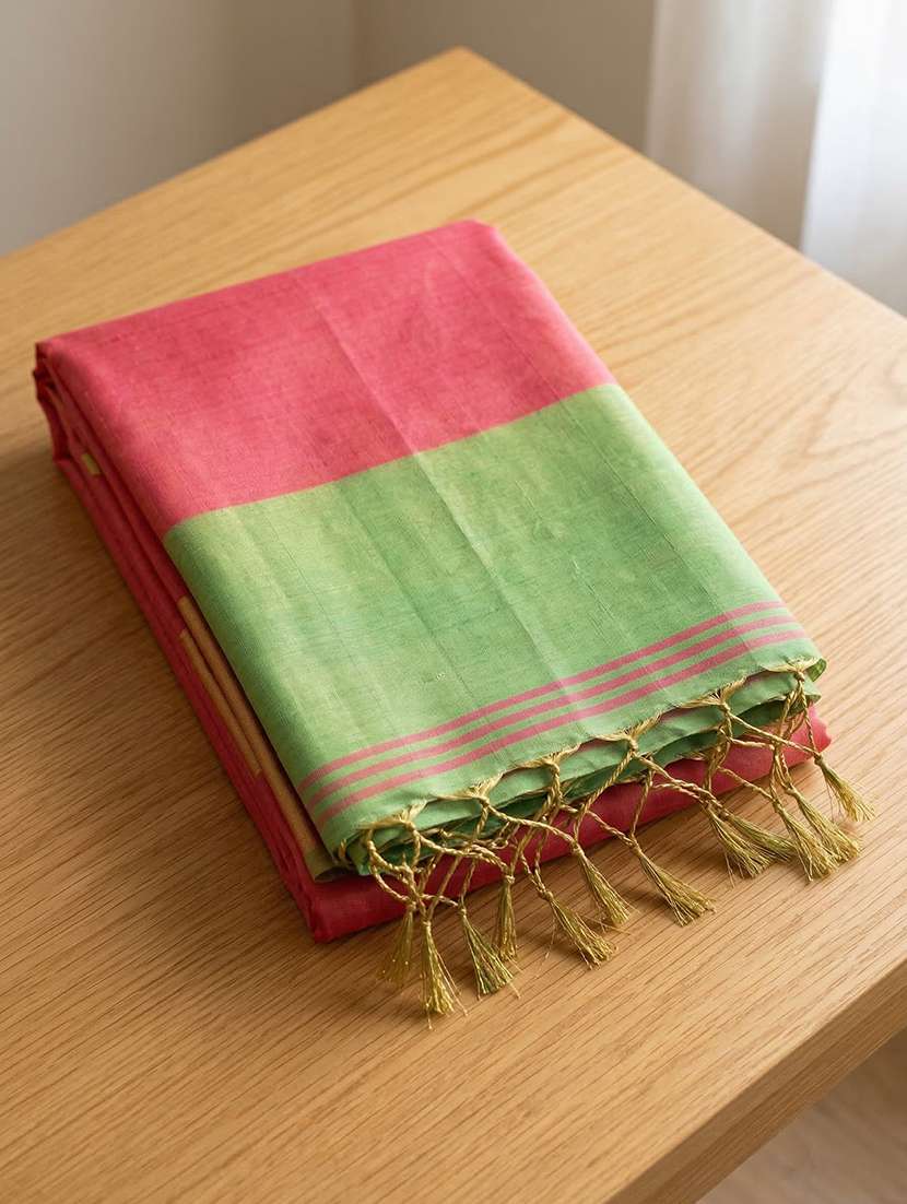women solid plain saree with blouse - 22495290 -  Standard Image - 3