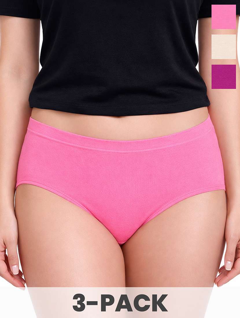 women multi pack of 3 cotton hipster panty