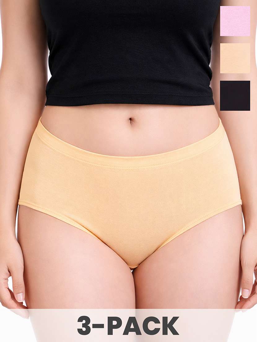women multi pack of 3 cotton hipster panty