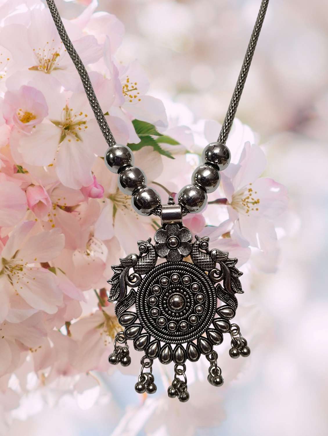 oxidised silver large pendant sassy necklace chain jewellery