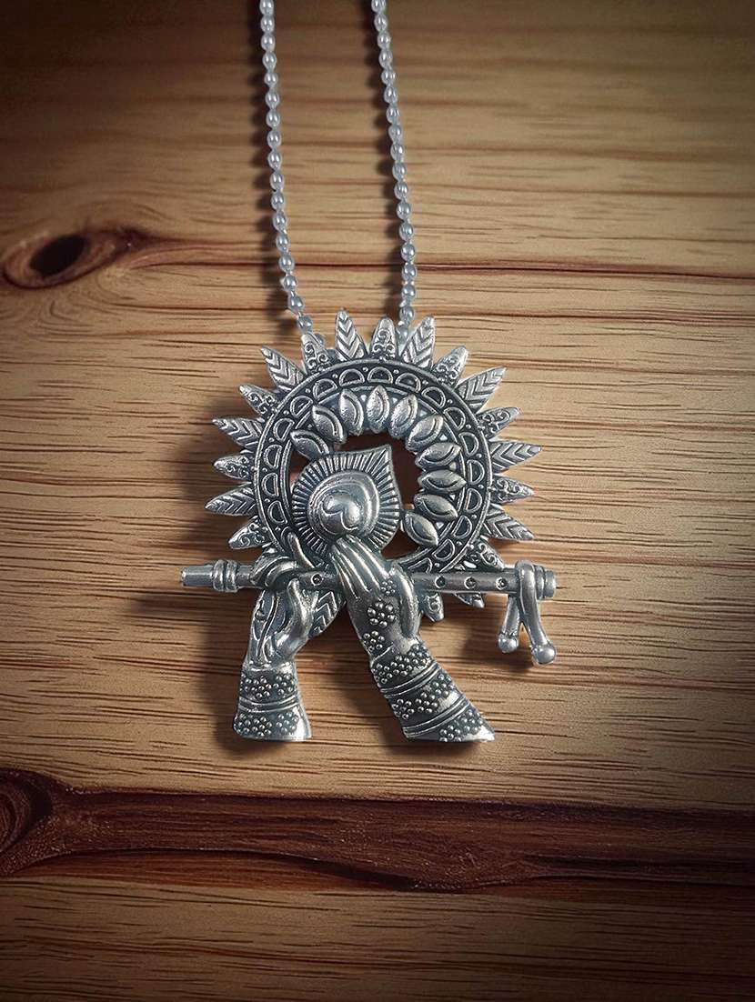 handcrafted oxidised silver flute pendant necklace - 22495434 -  Standard Image - 3