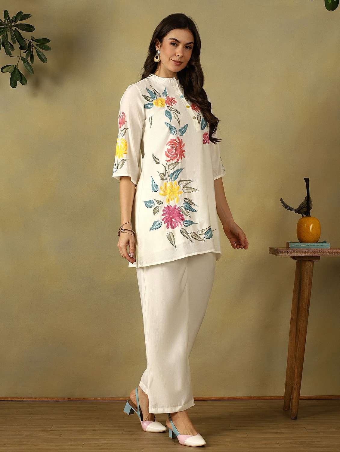 women floral printed three quarter sleeve co-ord set - 22495492 -  Standard Image - 3