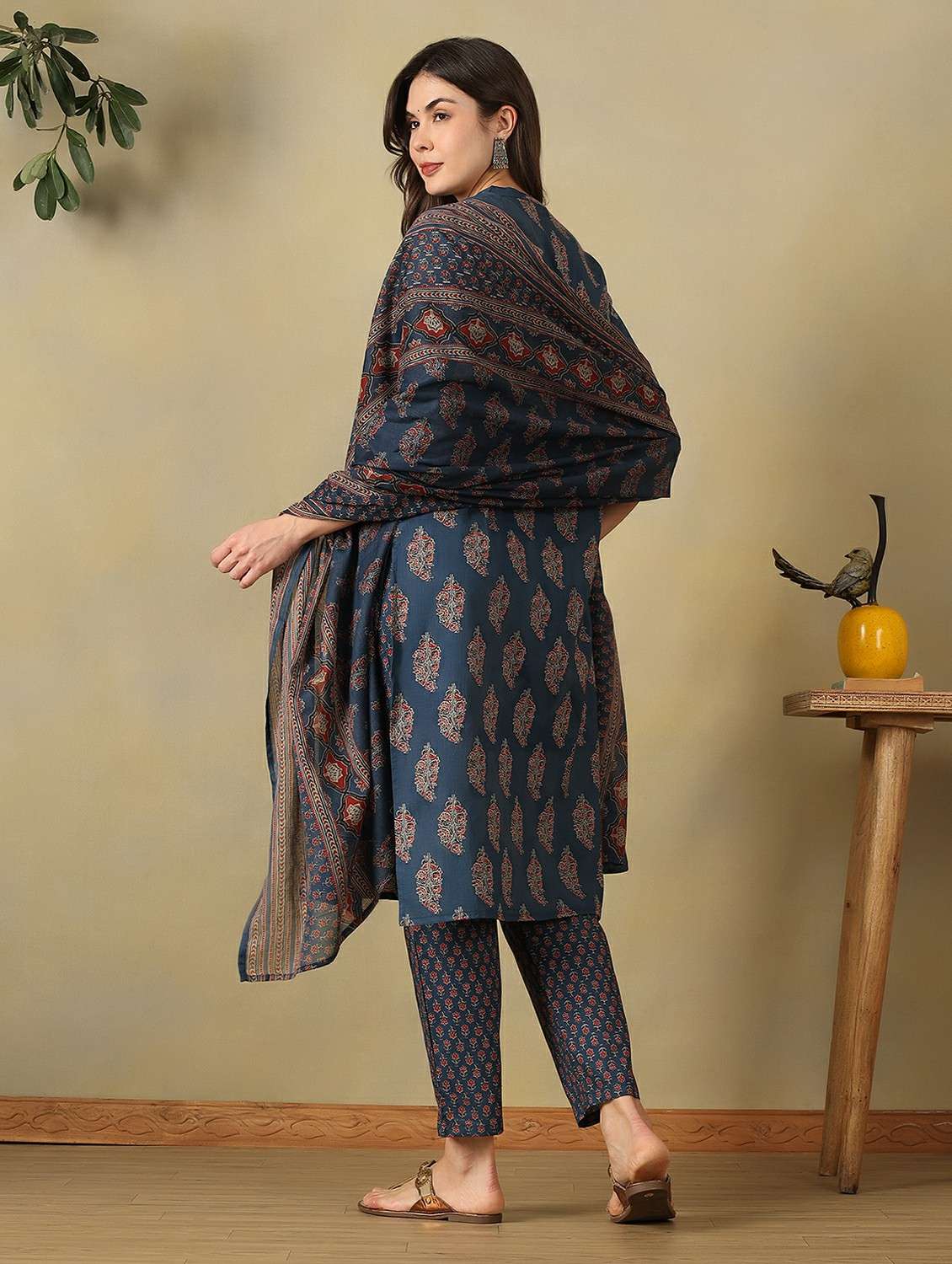 Women Printed Three Quarter Sleeve Kurta Pant With Dupatta Set - 22495515 -  Standard Image - 3