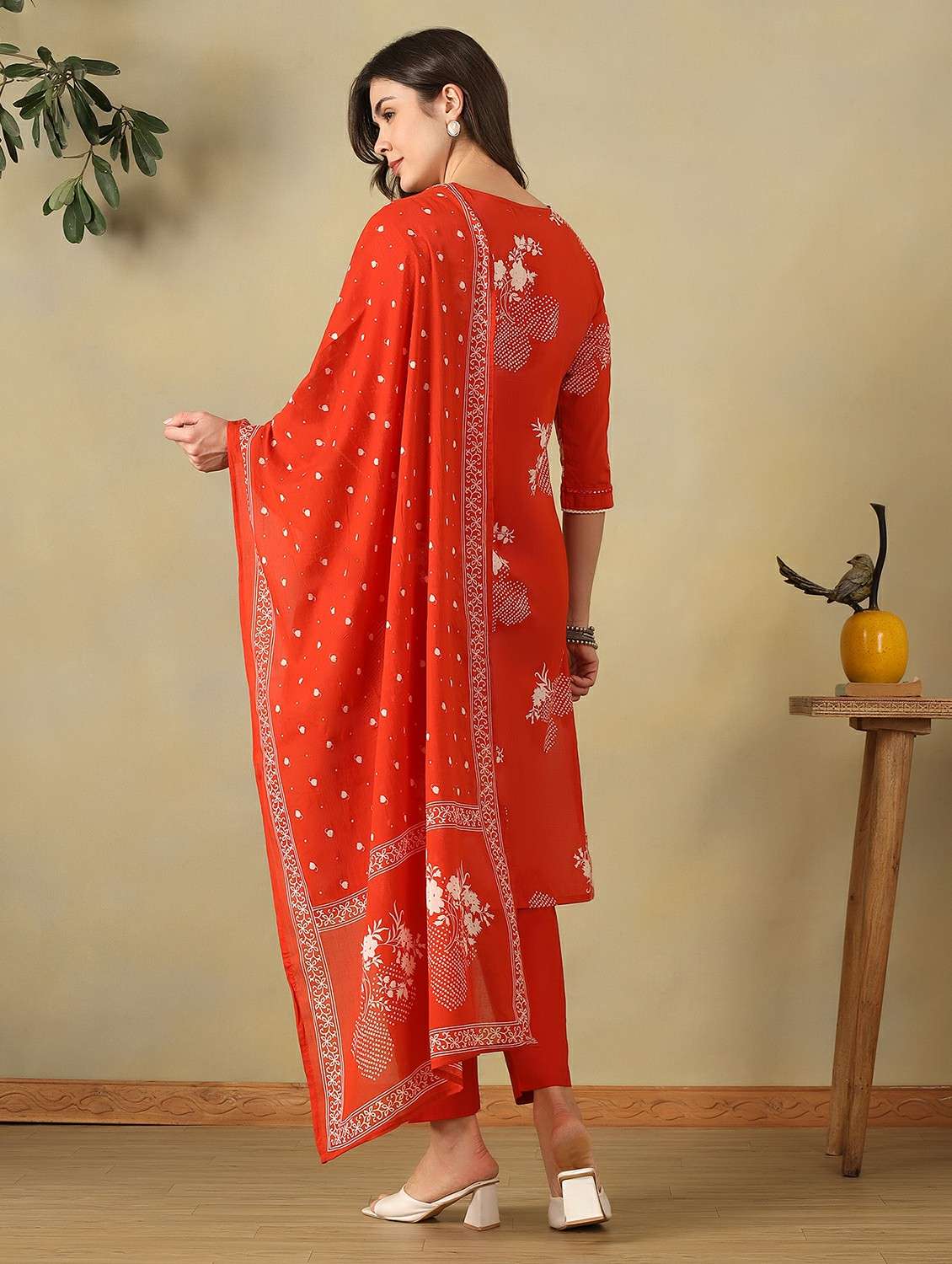 women printed three quarter sleeve kurta pant with dupatta set - 22495520 -  Standard Image - 3