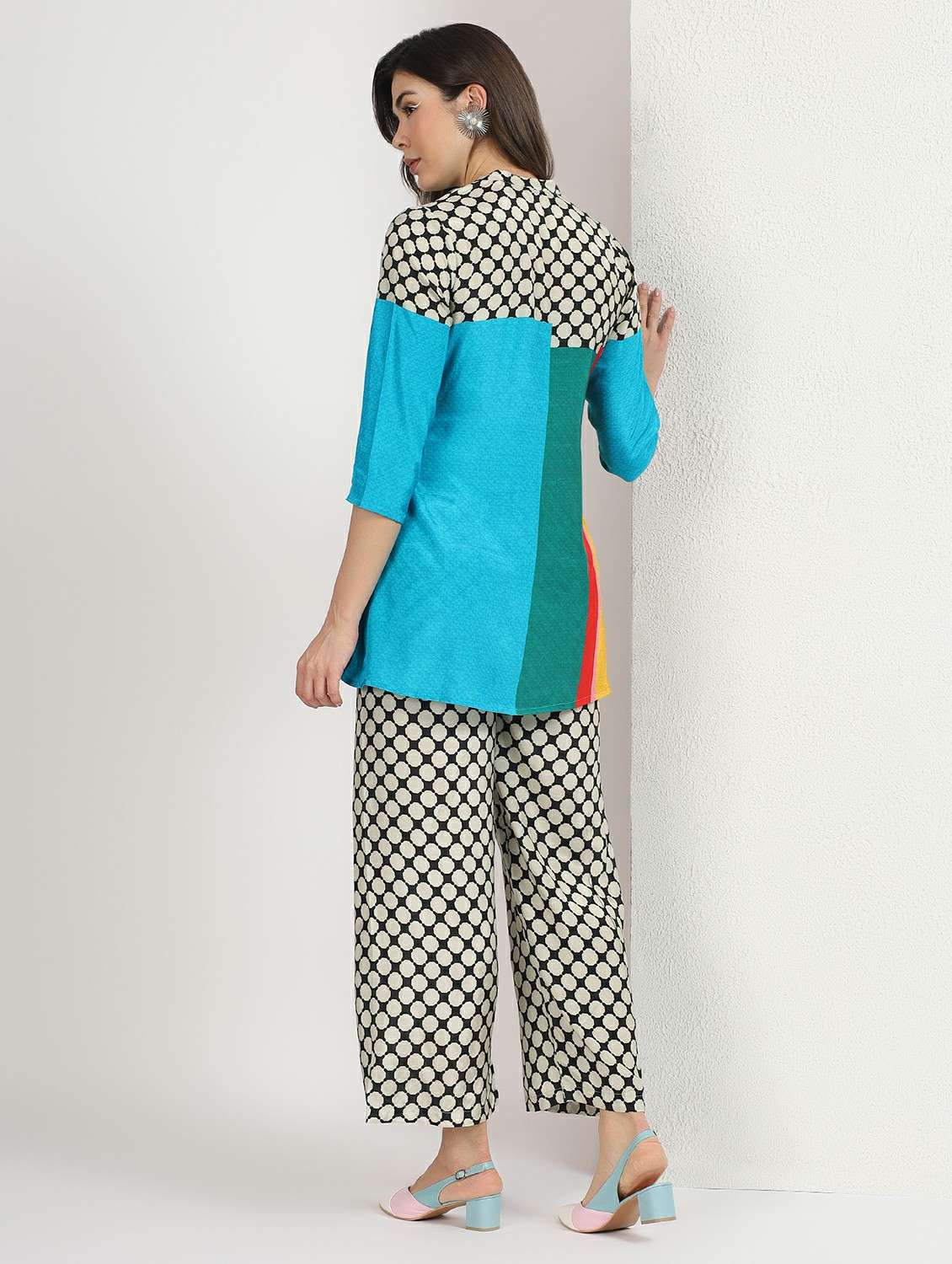 women printed three quarter sleeve co-ord set - 22495535 -  Standard Image - 3