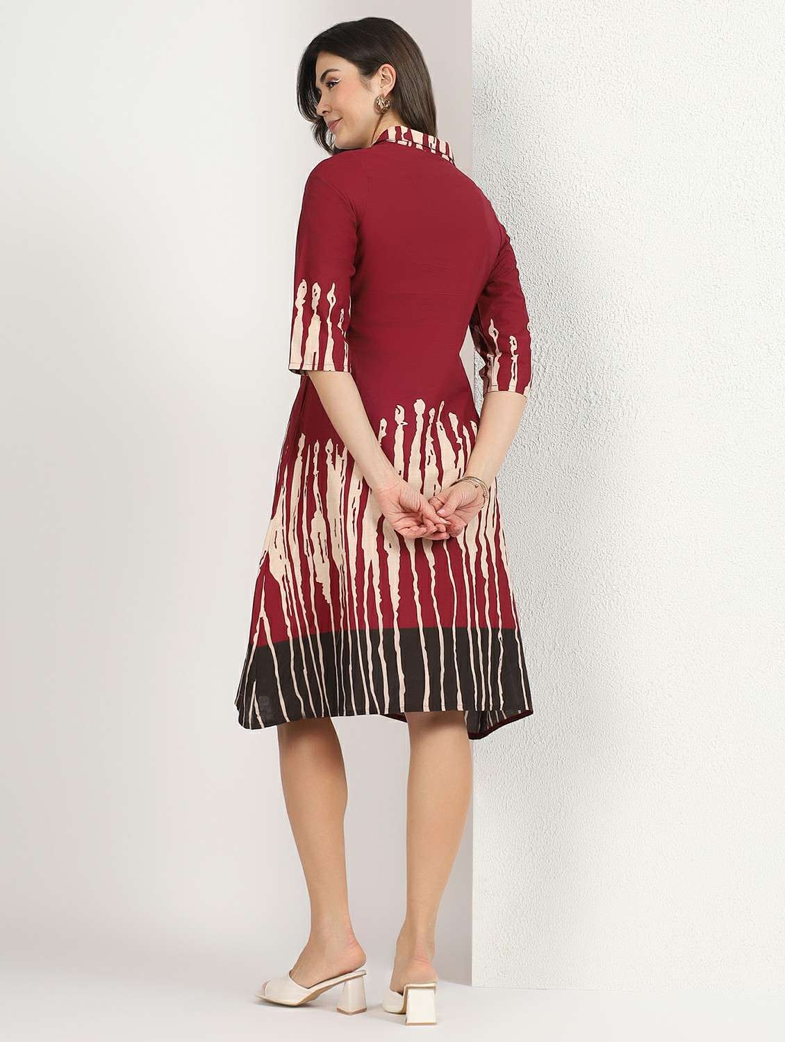 women printed collared midi shirt dress - 22495537 -  Standard Image - 3