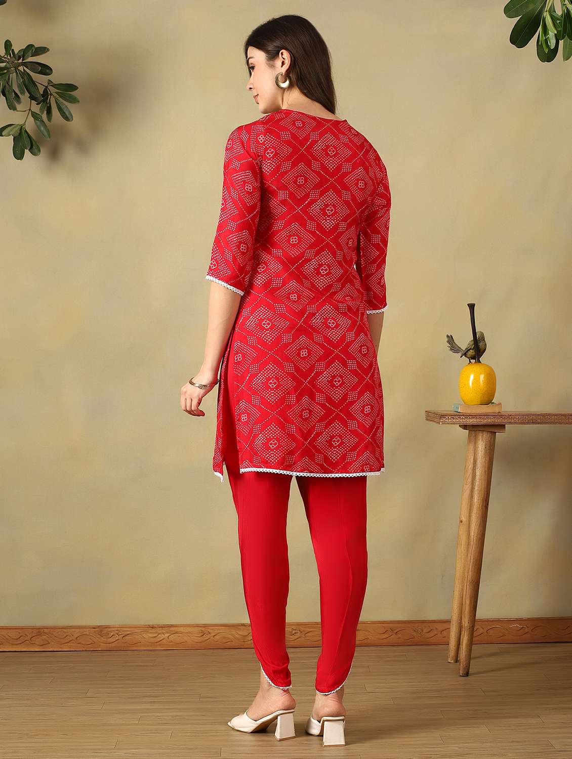 women printed three quarter sleeve dhoti kurta set - 22495555 -  Standard Image - 5