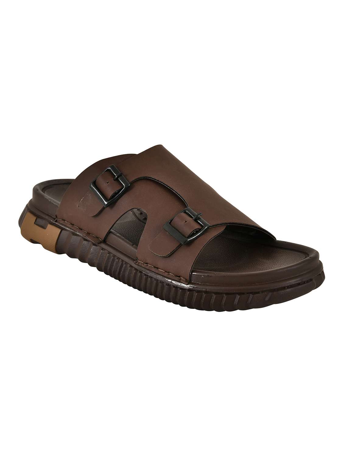 men brown slip on sandal
