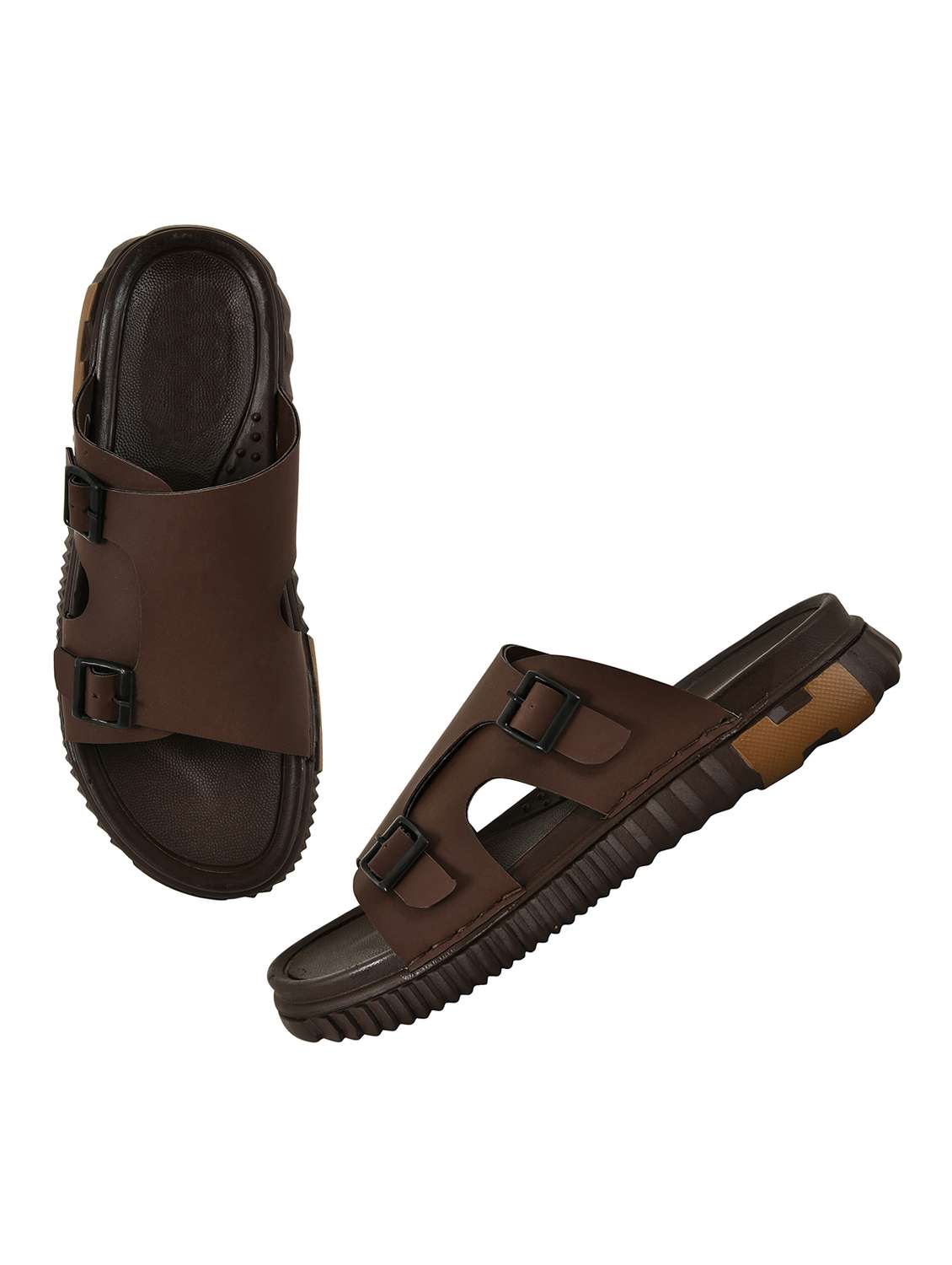 men brown slip on sandal - 22495885 -  Standard Image - 3