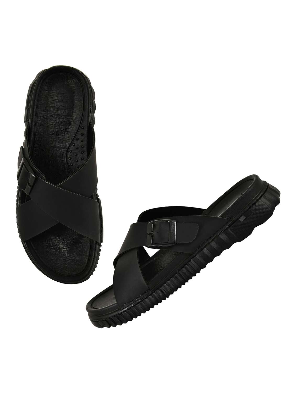 Men Black Slip On Sandal - 22495886 -  Standard Image - 3