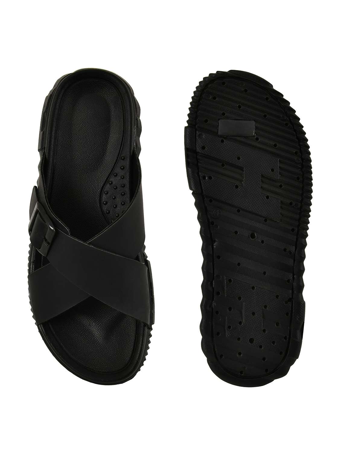 Men Black Slip On Sandal - 22495886 -  Standard Image - 5