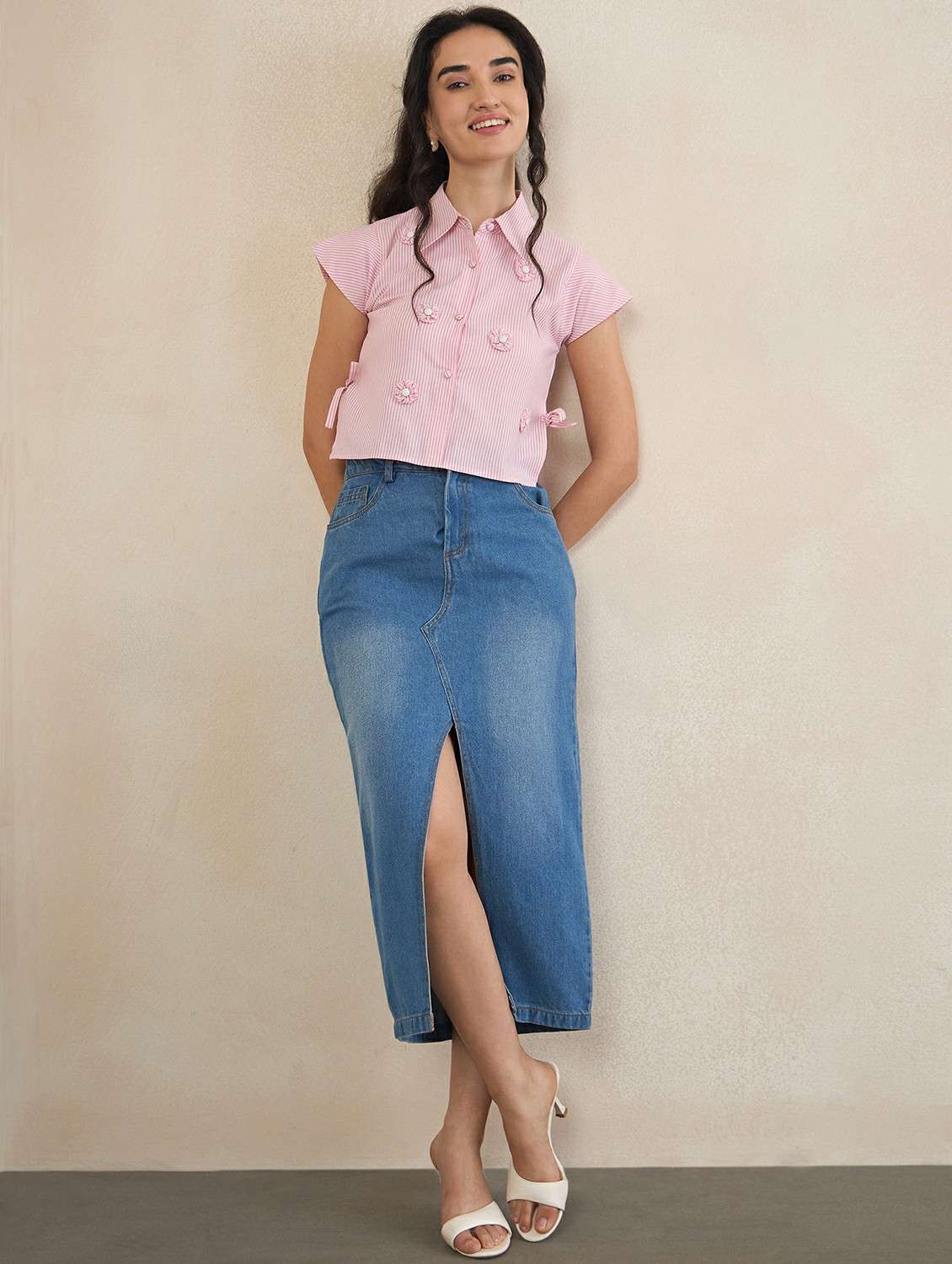 women pink cotton crop shirt - 22495985 -  Standard Image - 5