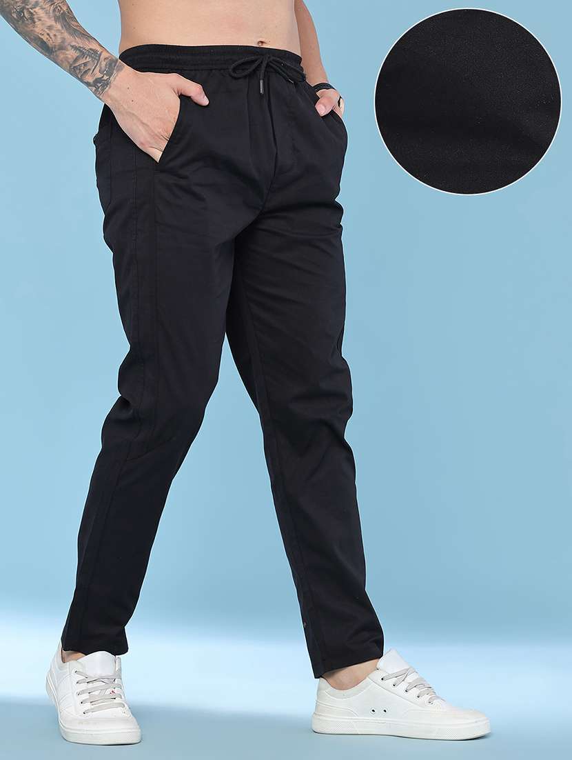 Men Solid Mid Rise Flat Front Casual Trouser - 22496229 -  Standard Image - 3