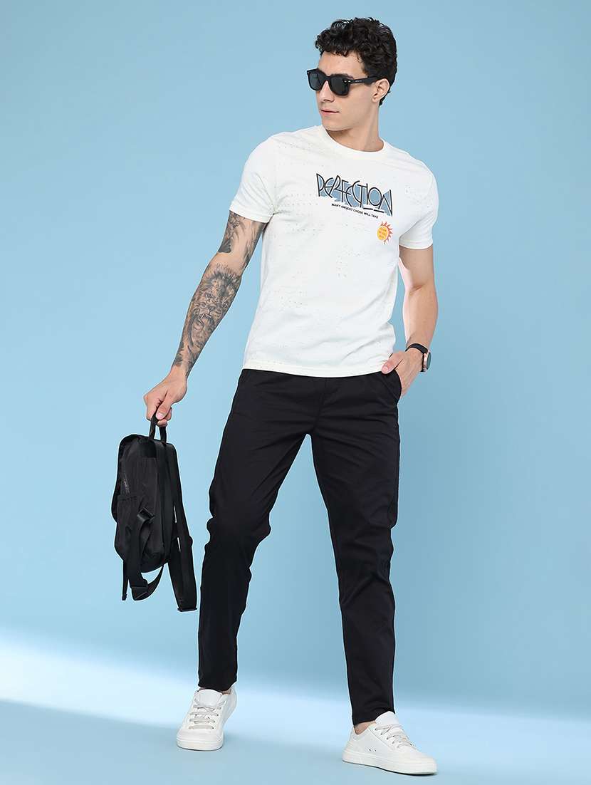 Men Solid Mid Rise Flat Front Casual Trouser - 22496229 -  Standard Image - 5